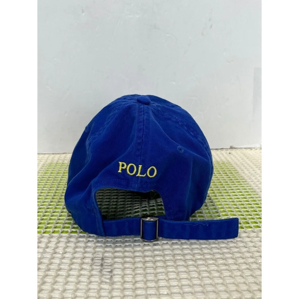 Polo Ralph Lauren Men's  Blue Yellow Pony Baseball Cap Hat Adjustable GOOD